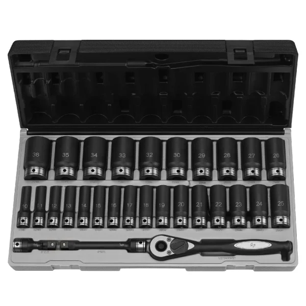 Grey Pneumatic 1/2" Dr. 29pc Metric Deep Duo-Socket Set 12pt (82229MD)