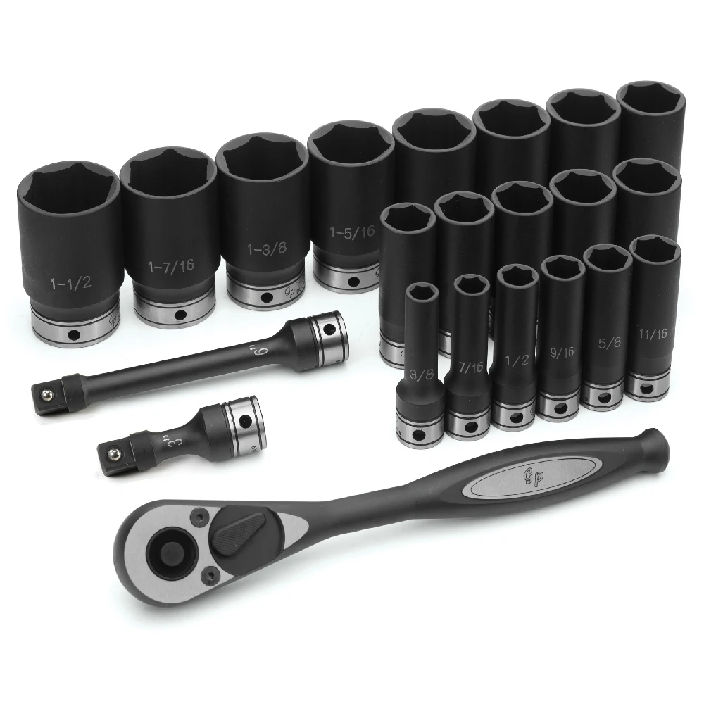 Grey Pneumatic 1/2" Dr 22pc Fractional Deep DuoSocket Set 6pt (82622D) — product image 2