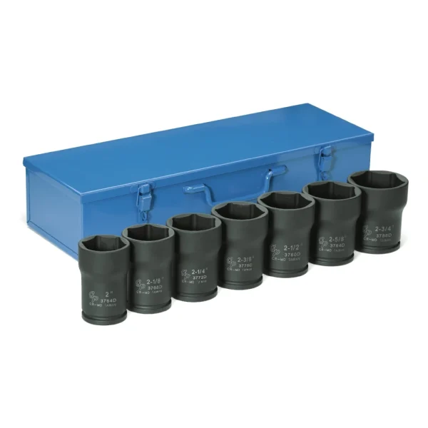 Grey Pneumatic 3/4" Drive Deep Length Pinion Nut Impact Set 7pc (8370)