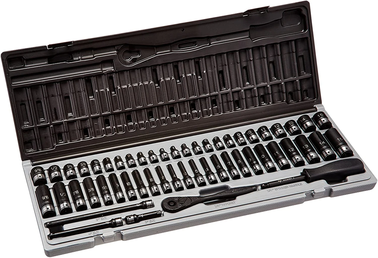 Grey Pneumatic 1/4" Dr 53pc Fr. & Metric Duo-Socket Set 6pt (89653CRD)