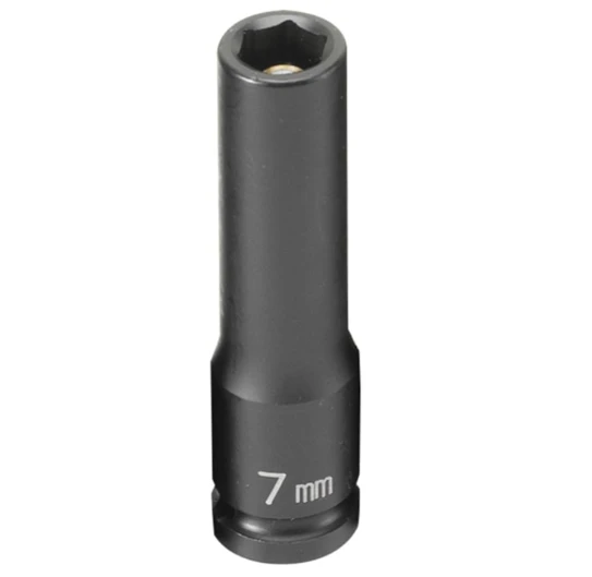 Grey Pneumatic 1/4" Drive x 7mm Magnetic Deep Socket (907MDG)