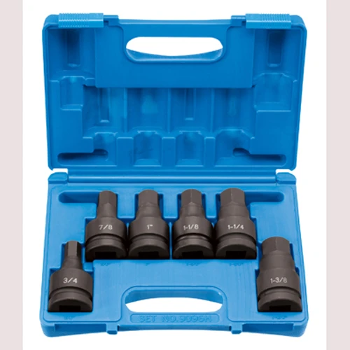 Grey Pneumatic 1" Drive 6 Piece Hex Driver Set Socket (9096H)