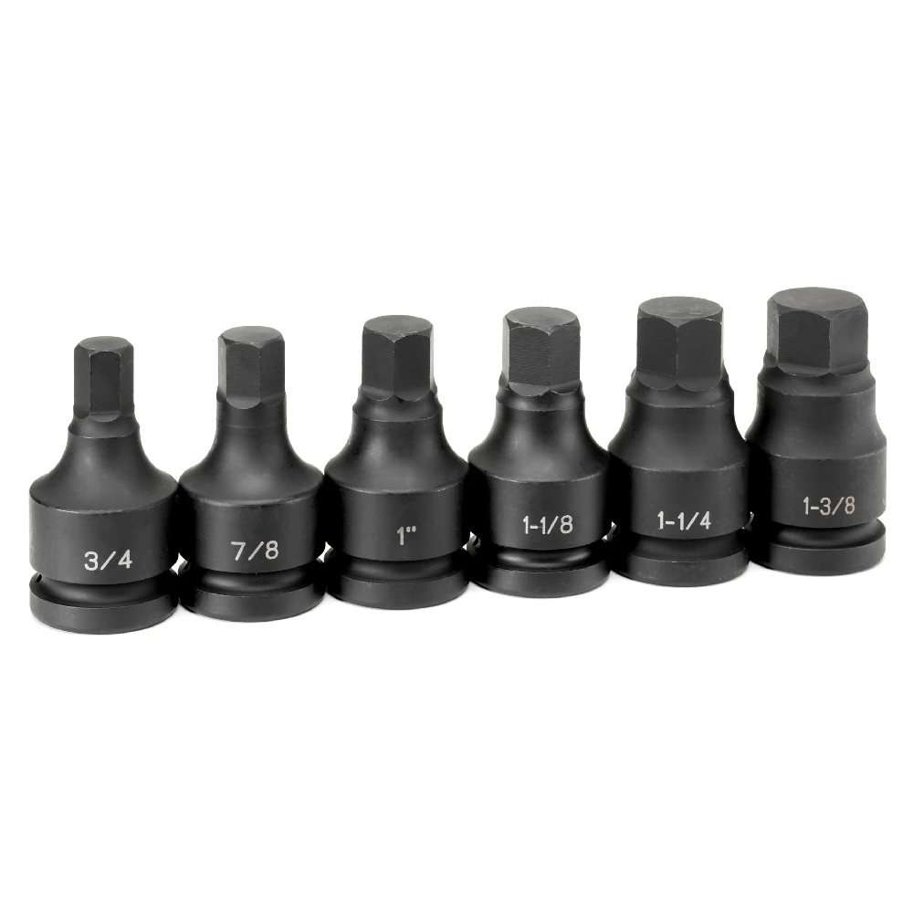 Grey Pneumatic 1" Drive 6 Piece Hex Driver Set Socket (9096H) — product image 2