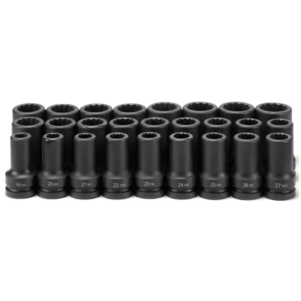 Grey Pneumatic 1" Drive Deep Length Impact Set, 26pcs 12pt (9126MD)