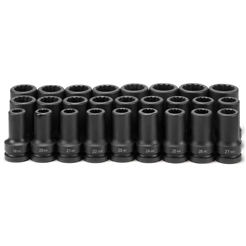 Grey Pneumatic 1" Drive Deep Length Impact Set, 26pcs 12pt (9126MD)