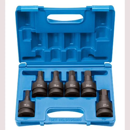 Grey Pneumatic 1" Drive 6-Piece Hex Driver Metric Set Socket (9196MH)