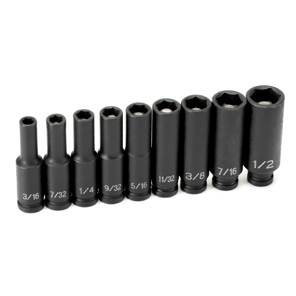 Grey Pneumatic 1/4" Dr. 9 pc. Deep Magnetic Impact Socket Set (9709DG)