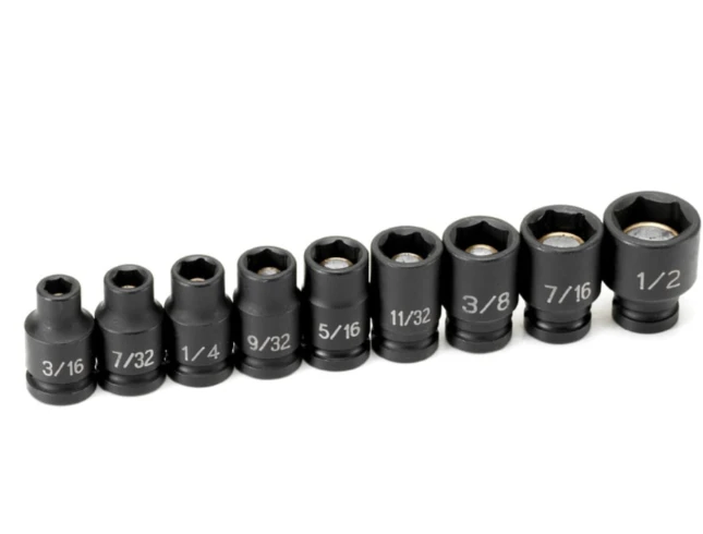 Grey Pneumatic 1/4" Drive 9 pc. Magnetic Impact Socket Set (9709G)