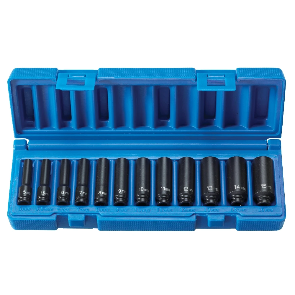 Grey Pneumatic 1/4" Dr. 12pc Deep Metric Magnetic Impact Set (9712MDG)