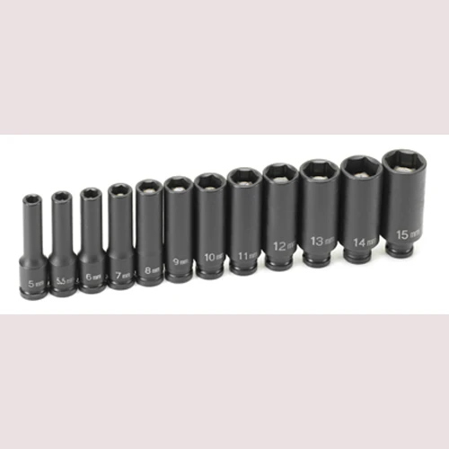 Grey Pneumatic 1/4" Dr. 12pc Deep Metric Magnetic Impact Set (9712MDG) — product image 2