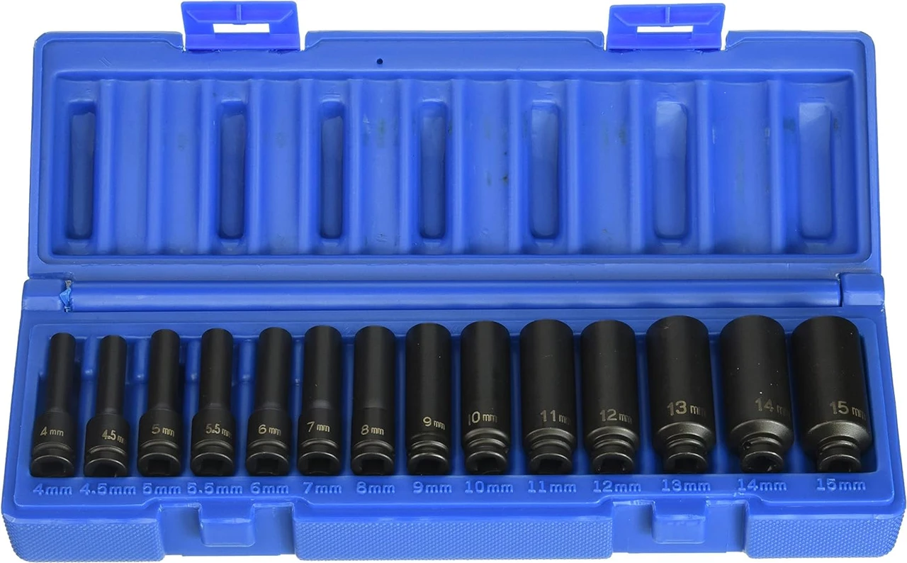 Grey Pneumatic 1/4" Surface Drive 14-Piece Deep Metric Set (9714MD)