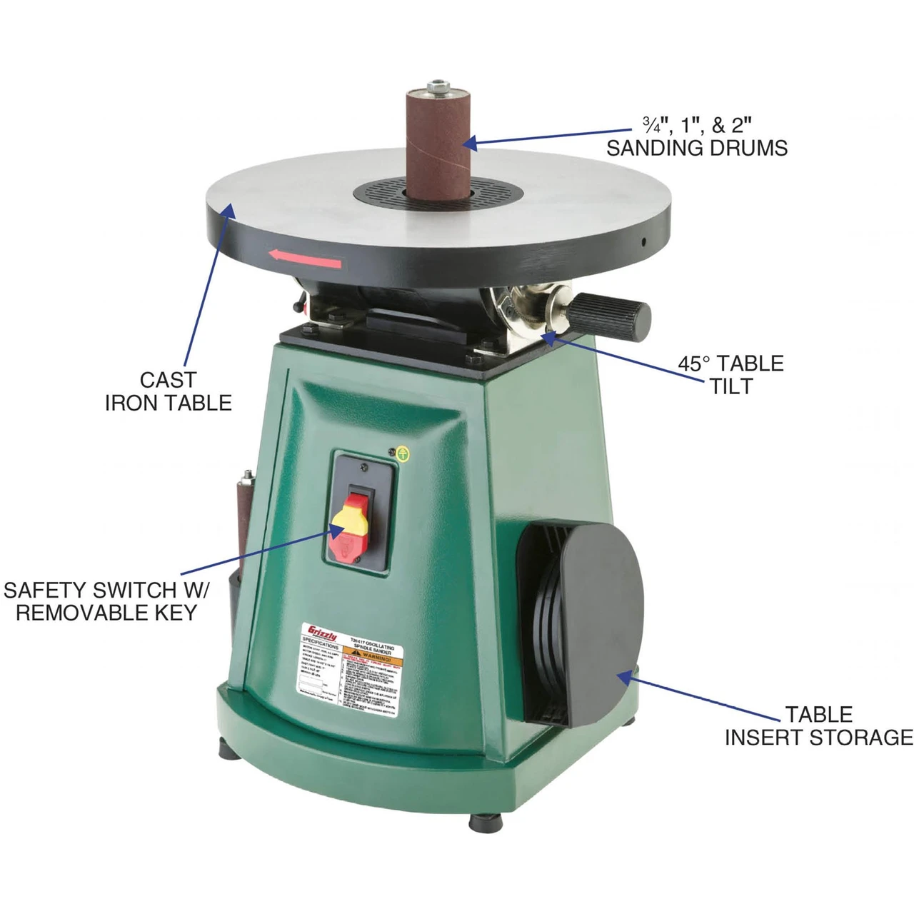 Grizzly Industrial 1/2 HP Benchtop Oscillating Sander (T26417) — product image 2