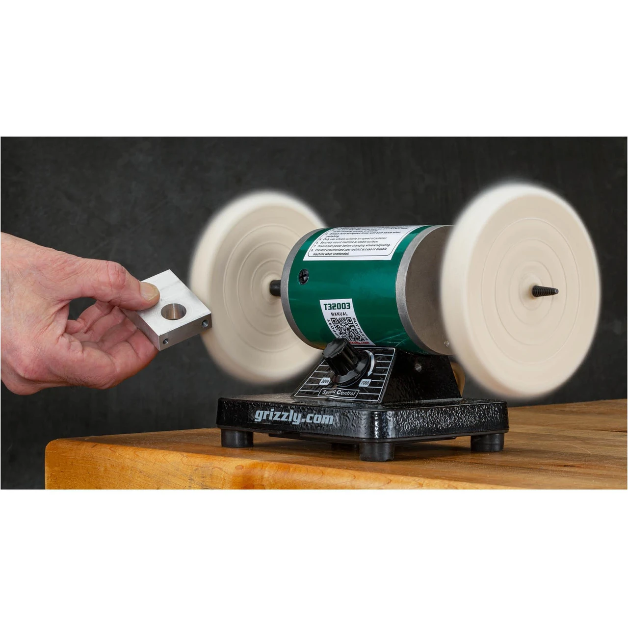 Grizzly Industrial 1/4 HP Variable-Speed Mini Benchtop Polisher (T32003) — product image 3