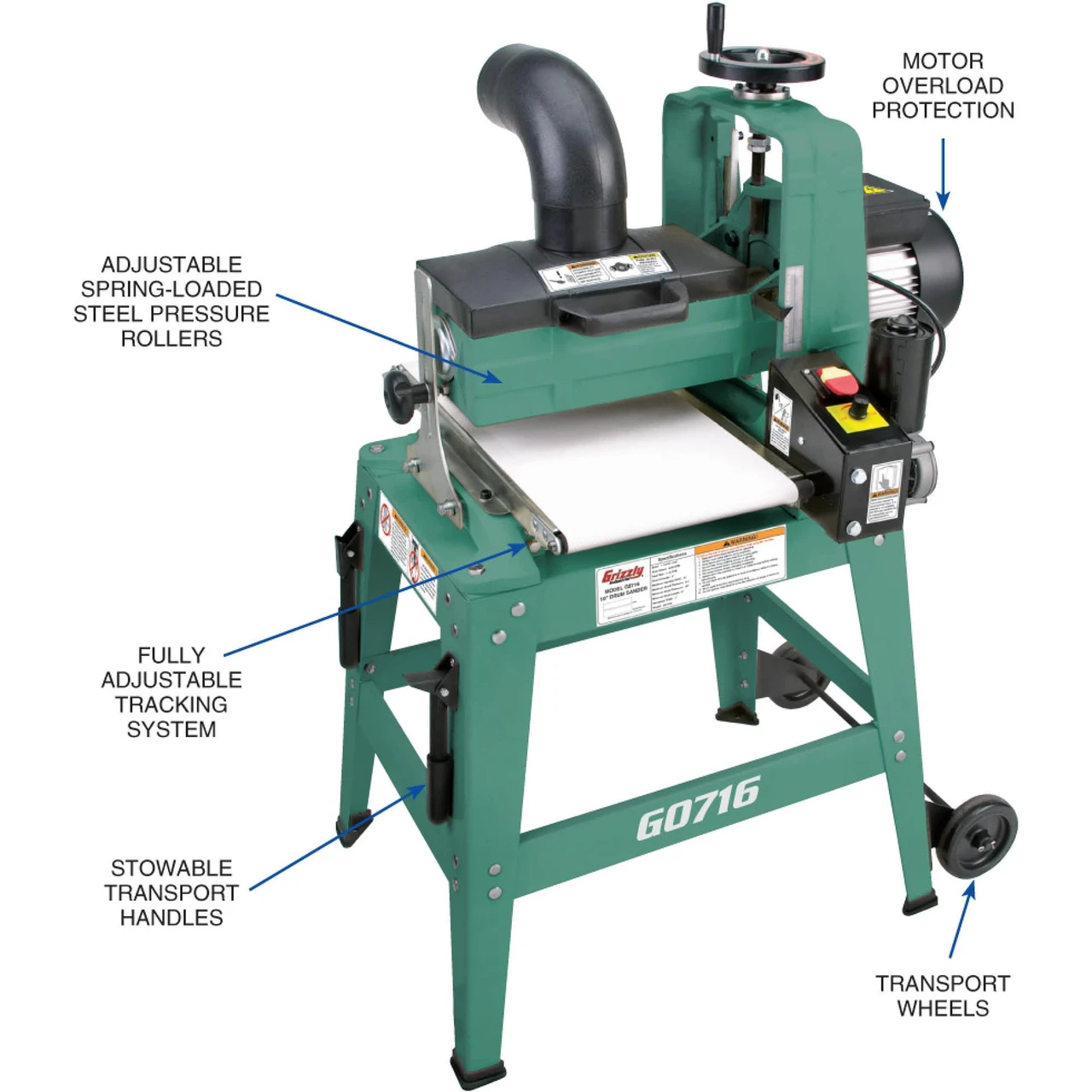 Grizzly Industrial 10" 1 HP Drum Sander (G0716) — product image 3