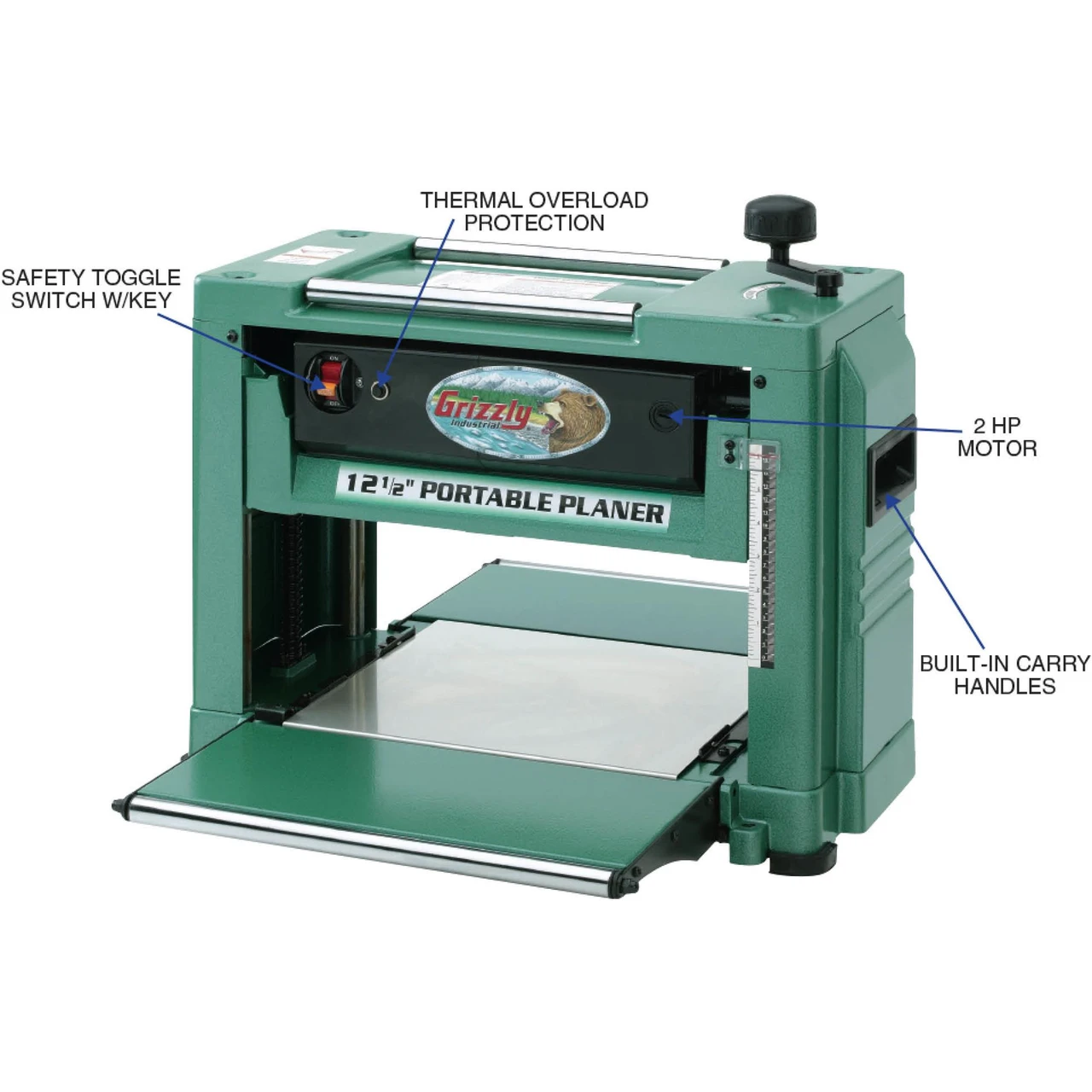 Grizzly Industrial 12-1/2" 2 HP Benchtop Planer (G0505) — product image 2
