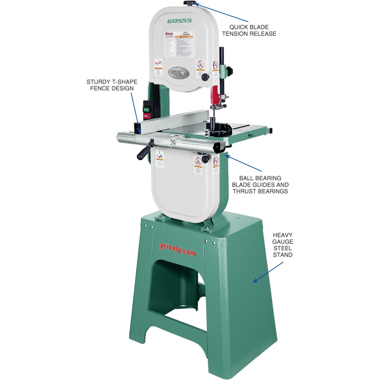 Grizzly Industrial 14" 1 HP Bandsaw (G0555) — product image 2