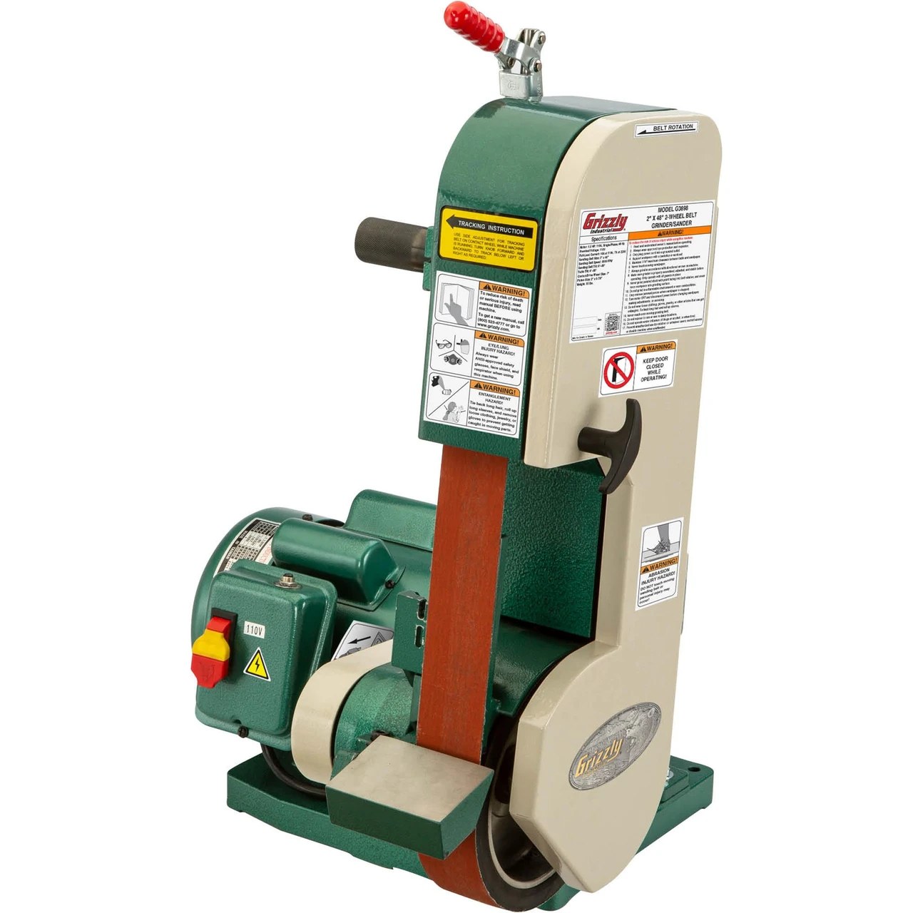 Grizzly Industrial 2" x 48" 2-Wheel Belt Grinder/Sander (G0898) — product image 2