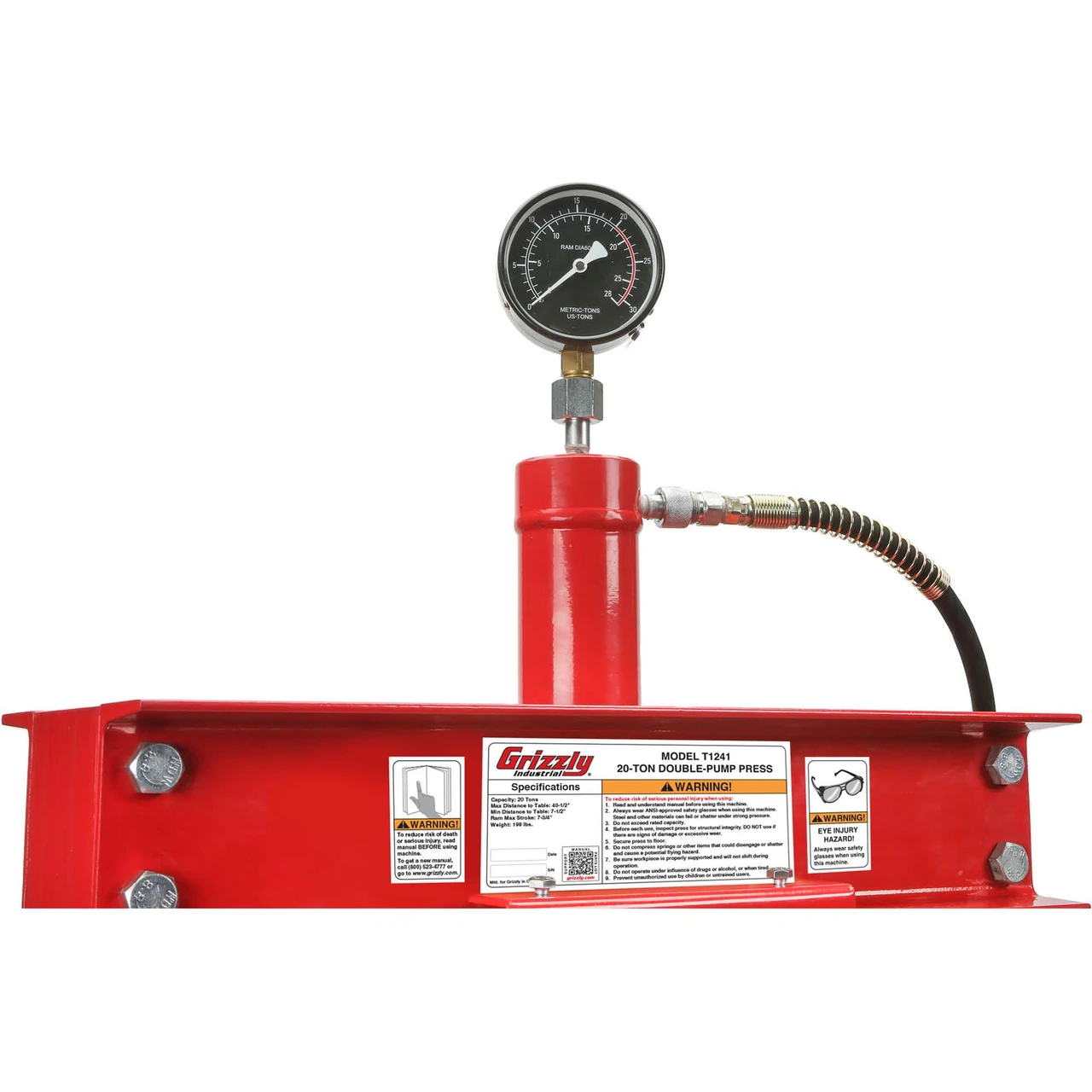 Grizzly Industrial 20-Ton Double-Pump Hydraulic Press (T1241) — product image 4