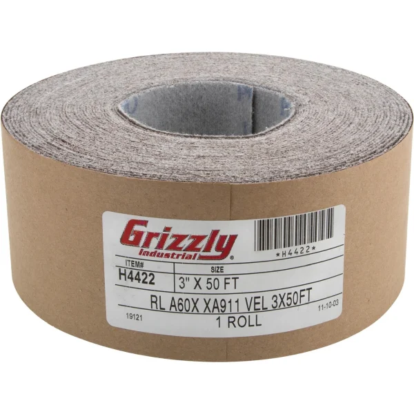 Grizzly Industrial 3" x 50' A/O Sanding Roll H&L (H4422, H4423, H4424)