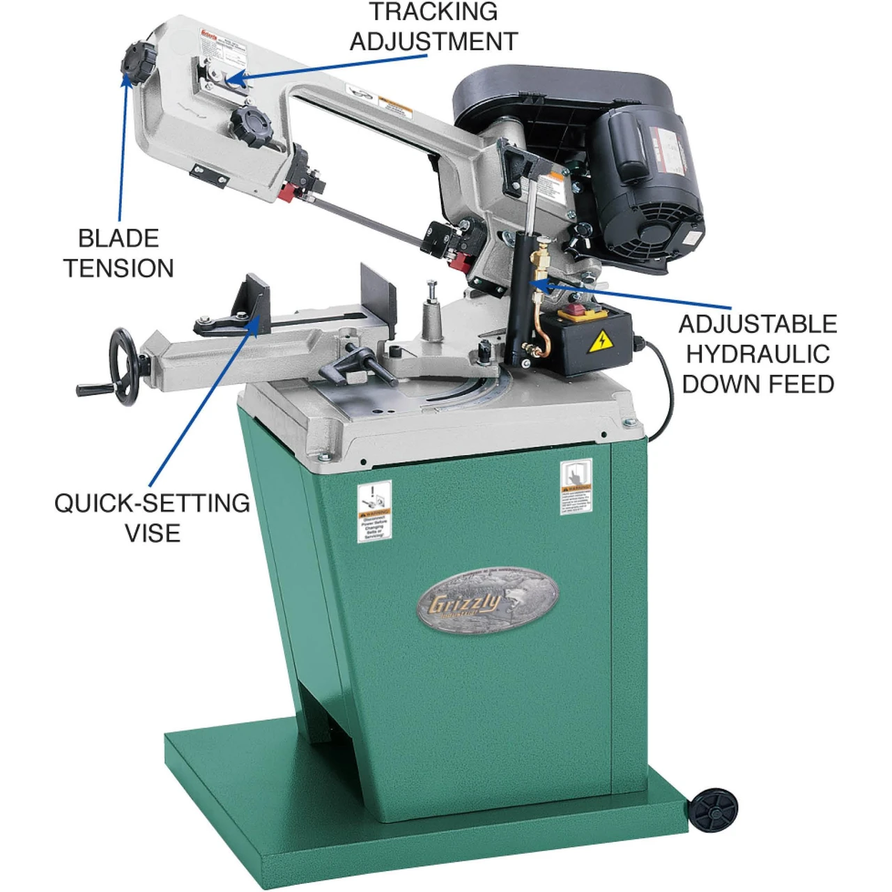 Grizzly Industrial 5" x 6" 1/2 HP Metal-Cutting Bandsaw with Swivel Head (G9742) — product image 3