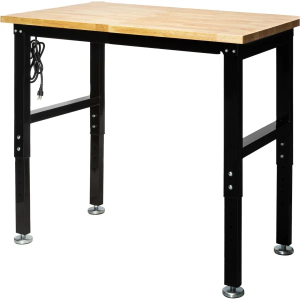 Grizzly Industrial Adjustable Heavy-Duty Workbench with Outlets (T34010, T34011)