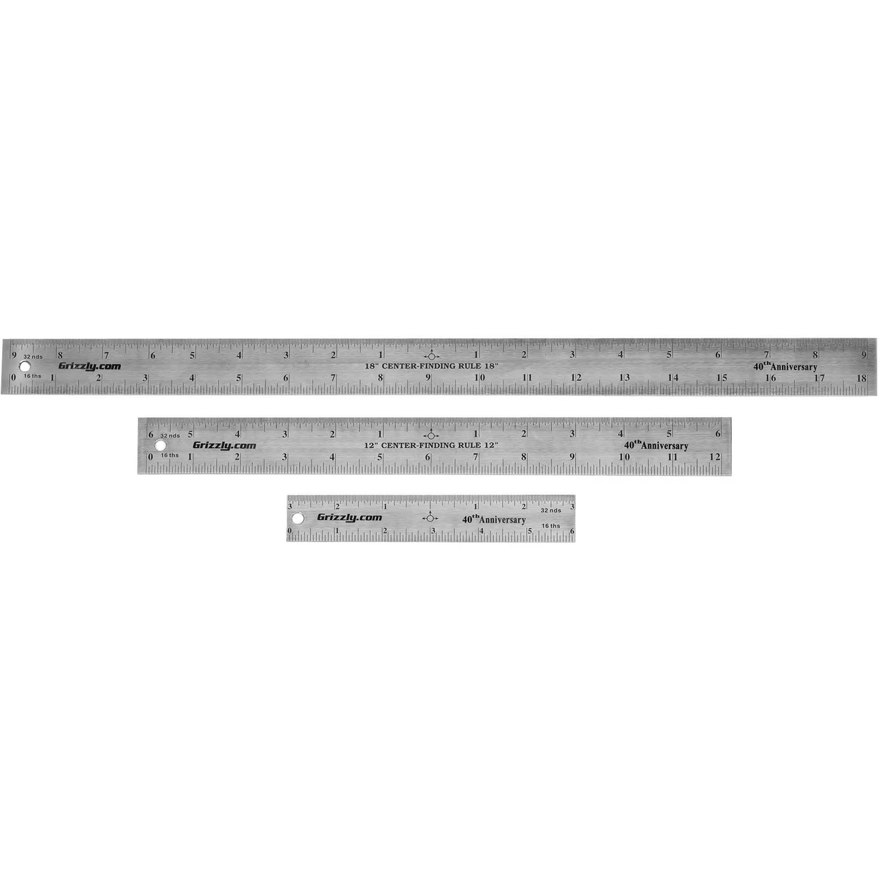 Grizzly Industrial Center Finding Ruler Set, 3 Pc. (T34082) — product image 2