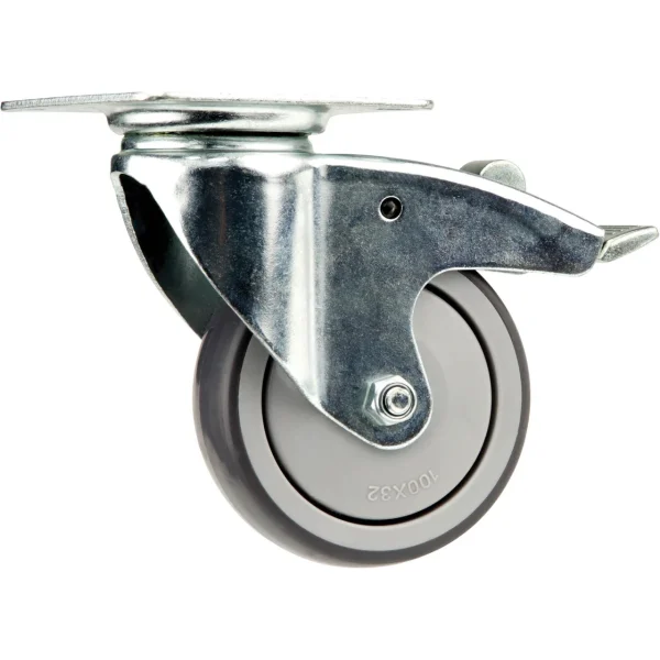 Grizzly Industrial Flat Top Swivel Casters with Brake (T21627, T21628, T21629)