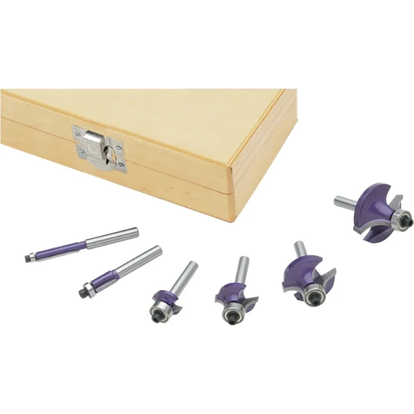 Grizzly Industrial Flush Trim/Roundover Router Bit Set, 1/4" Shank, 6 Pc. (H3427)