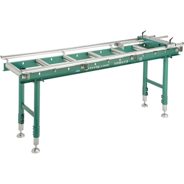 Grizzly Industrial Heavy-Duty Roller Table with Work Stop (T28173, T28174)