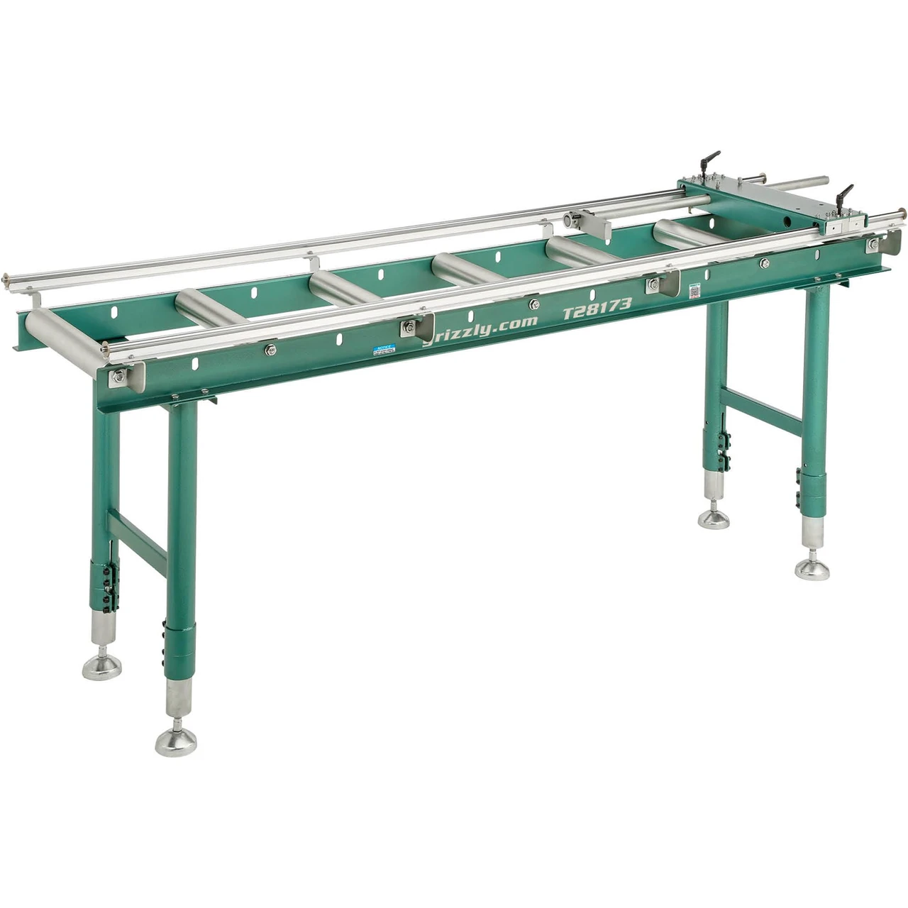 Grizzly Industrial Heavy-Duty Roller Table with Work Stop (T28173, T28174)