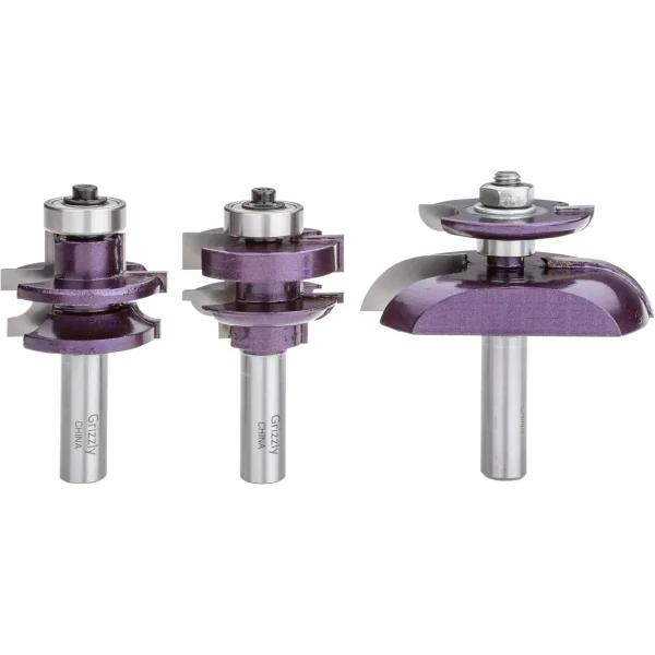 Grizzly Industrial Quarter Bead Panel Bit 3 Pc. Set w/ Undercutter 1/2" Shank (H5564)