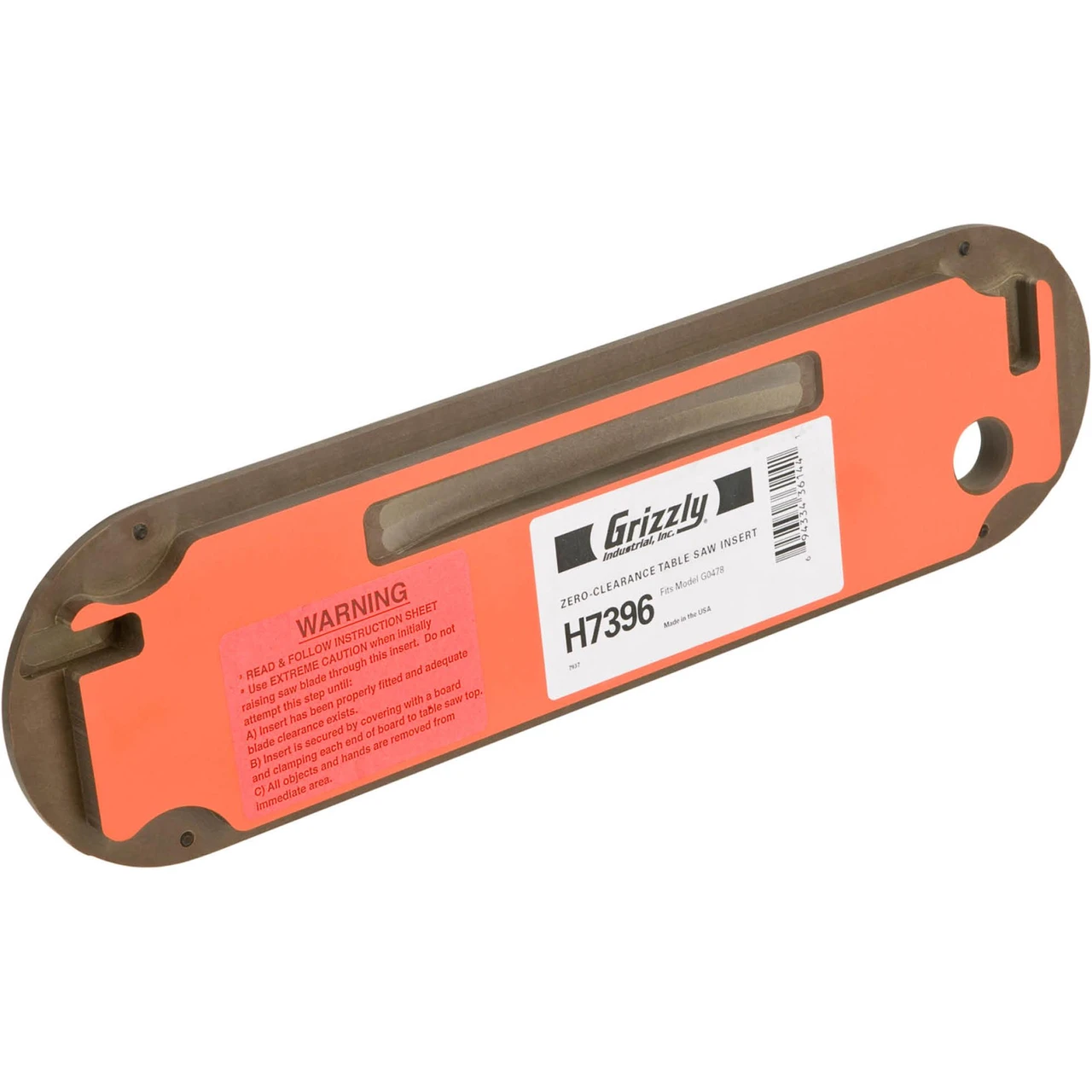 Grizzly Industrial Zero Clearance Table Saw Insert for G0478 (H7396) — product image 2