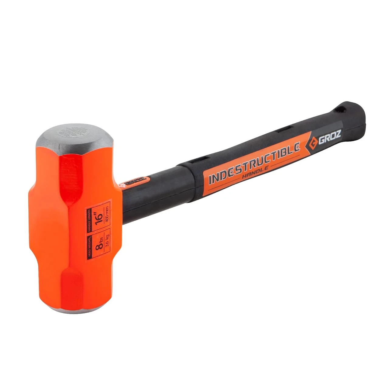 Groz 8 lb Sledge Hammer with Indestructible 16" Handle (34523)