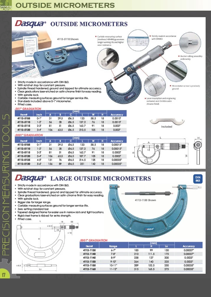 HHIP 10-11" C-TYPE OUTSIDE MICROMETER .0001" (4200-0161) — product image 5