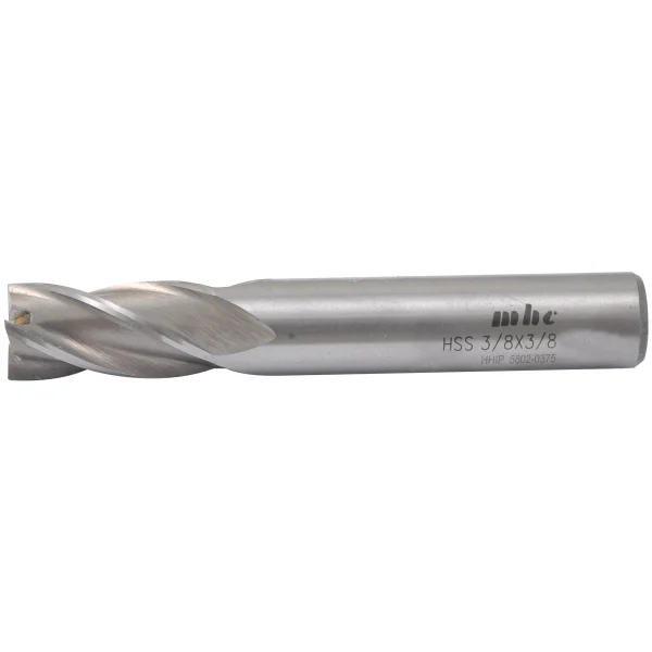 HHIP 3/8 X 3/8" 4 FLUTE HIGH SPEED STEEL SINGLE END CENTER CUT END MILL (5802-0375)