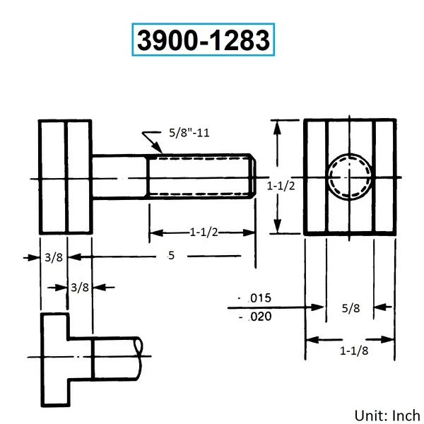 HHIP 5/8-11 X 5" T-SLOT BOLT (3900-1283)