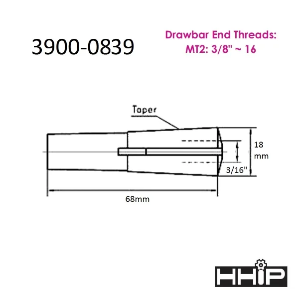 HHIP MT2 3/16" ROUND COLLET (3900-0839)