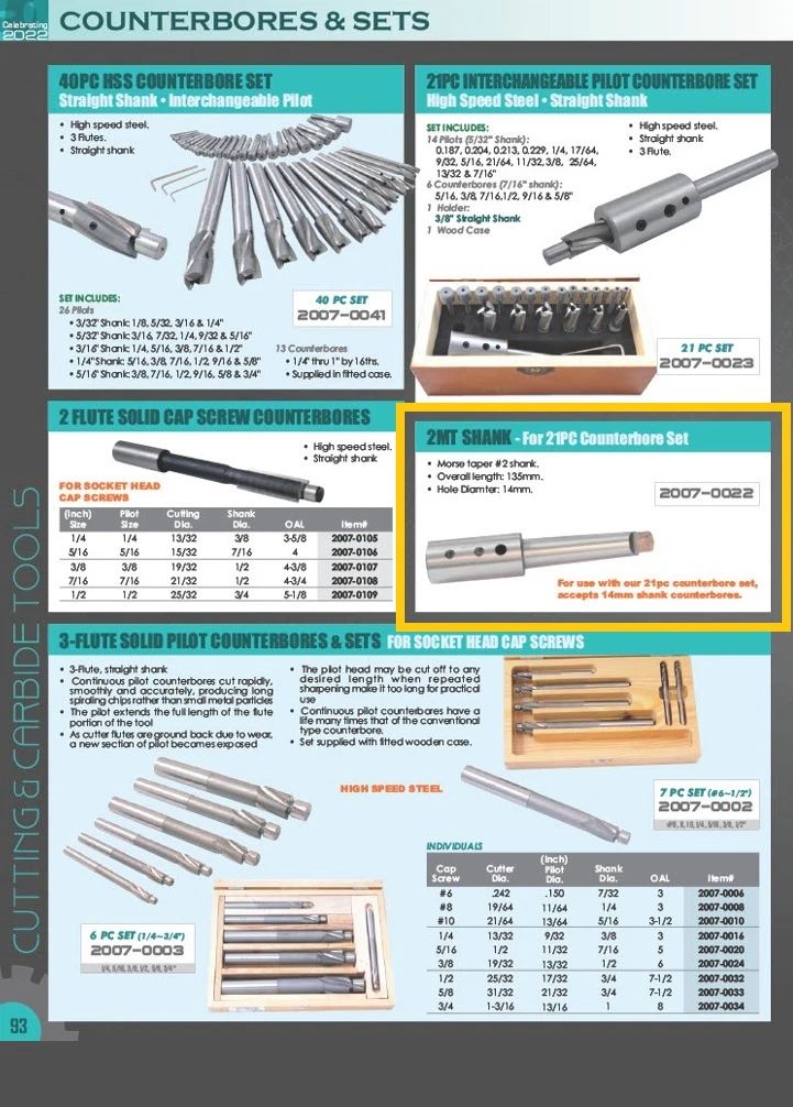 HHIP MT2 SHANK FOR 21 PIECE COUNTERBORE SET #2007-0021 (2007-0022) — product image 2