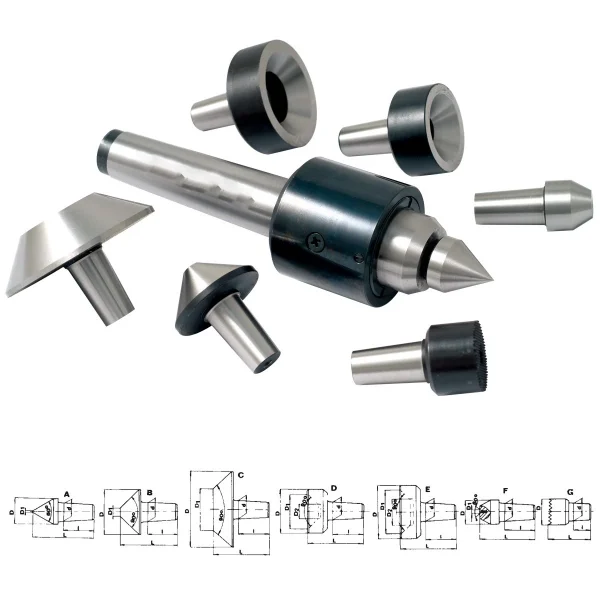 HHIP MT3 7 PIECE INTERCHANGEABLE BULL NOSE LIVE CENTER SET (3900-5053)