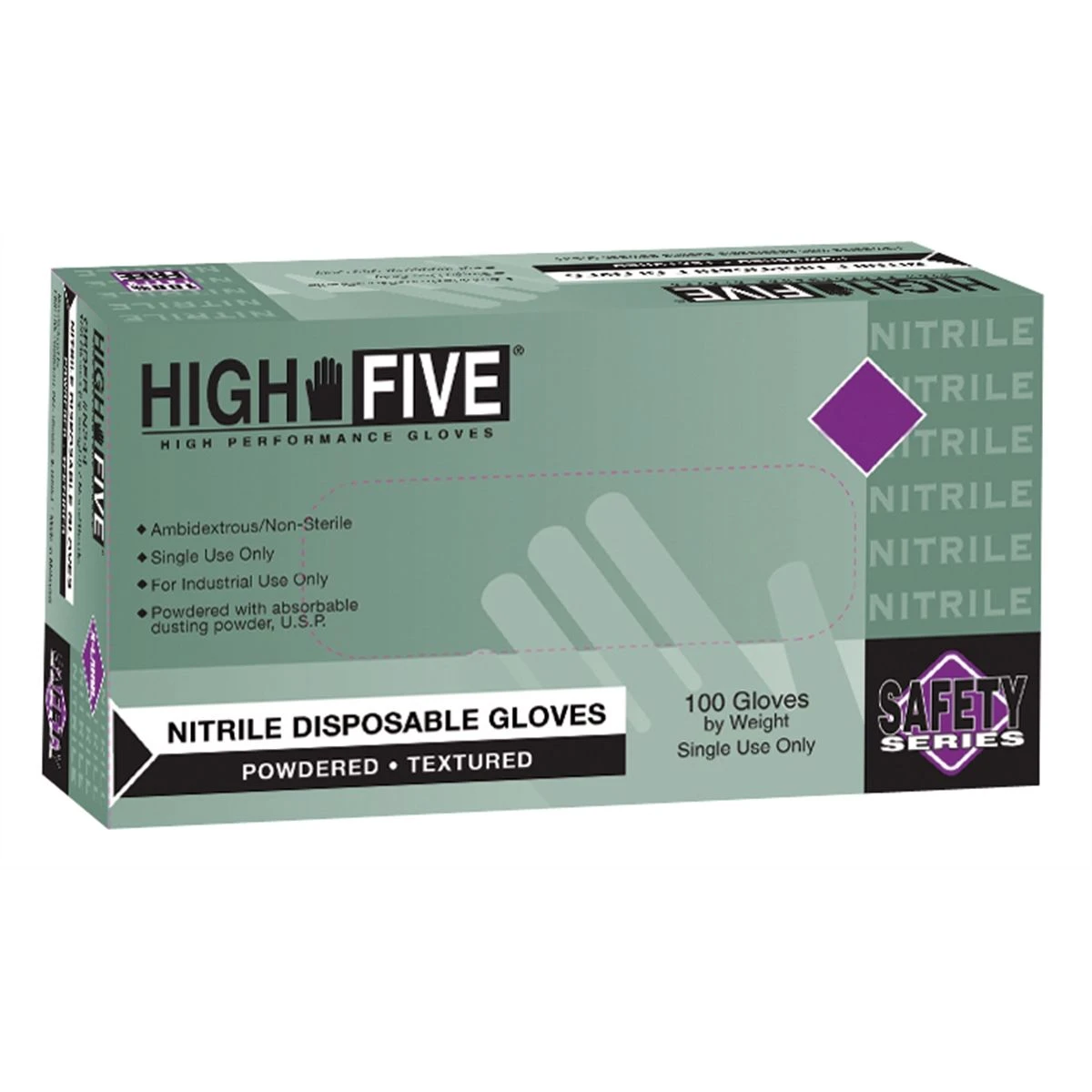 High Five N243 Latex & Powdered Industrial Nitrile Gloves - Large