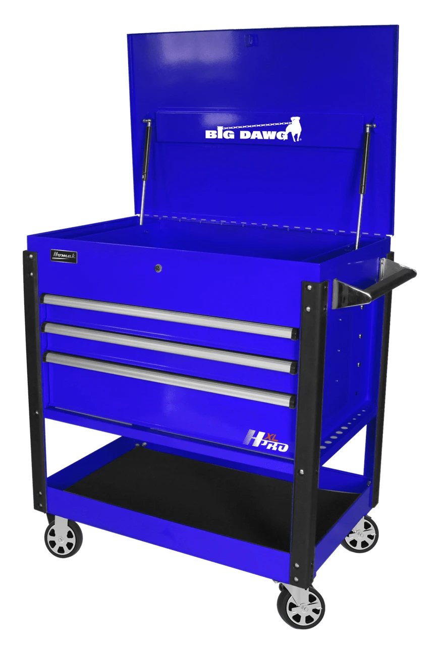 Homak 43" Big Dawg 3-Drawer Service Cart, Blue (BL06043030)