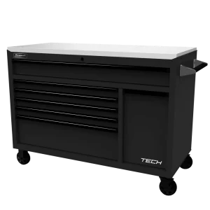 Homak 54" Tech 7-Drawer Rolling Workstation with Power Drawer - Black (BK04054070)