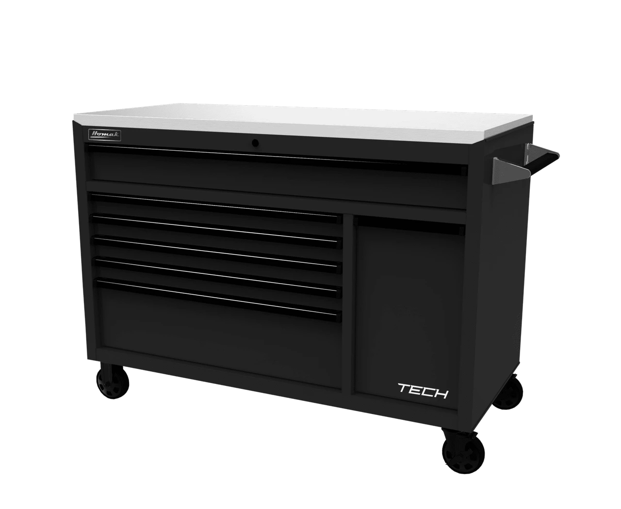 Homak 54" Tech 7-Drawer Rolling Workstation with Power Drawer - Black (BK04054070)