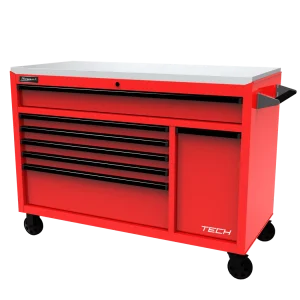 Homak 54" Tech 7-Drawer Rolling Workstation With Power Drawer - Red (RD04054070)