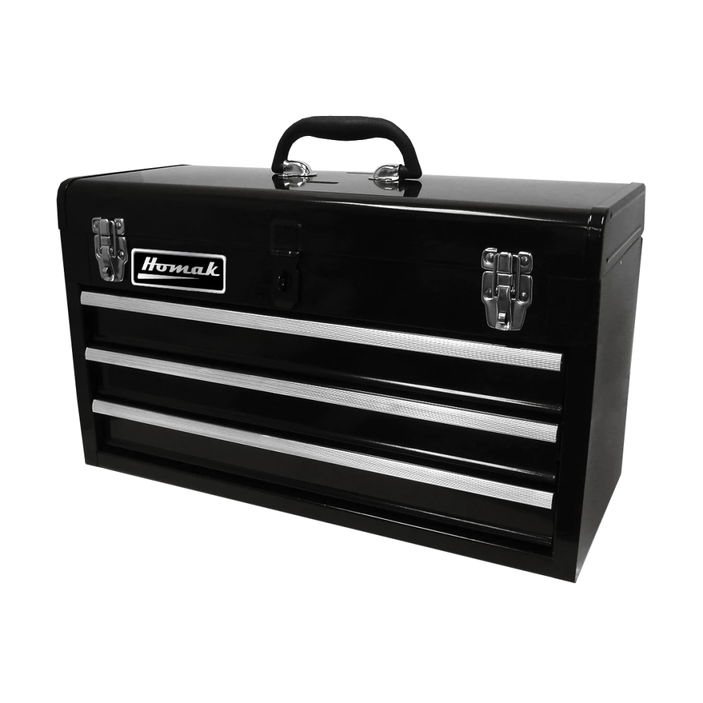 Homak 20-Inch Three Drawer Ball-Bearing Toolbox, Black (BK01032101)