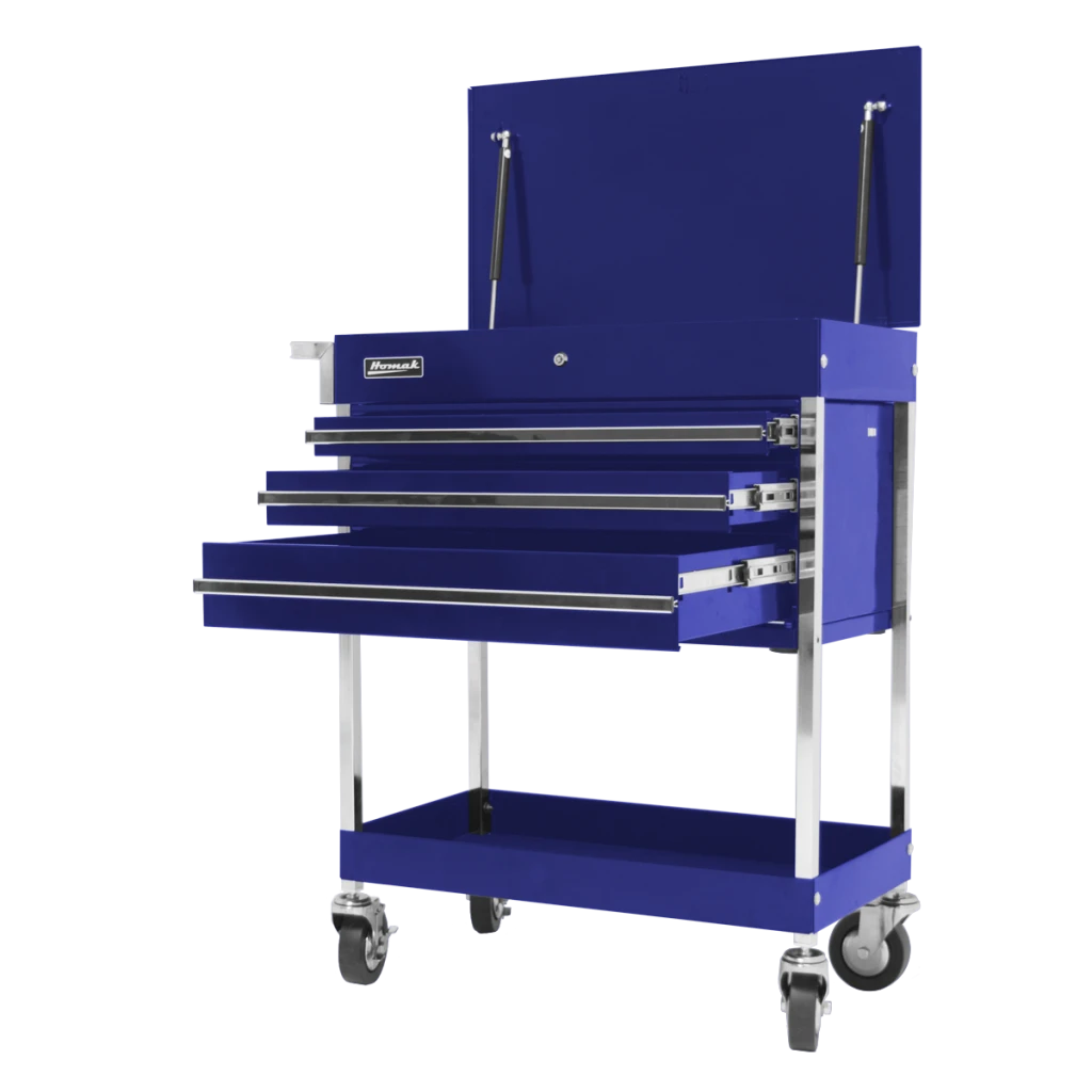 Homak 34" Pro Series Three Drawer Flip Top Service Cart - Blue (BL05500200) — product image 2