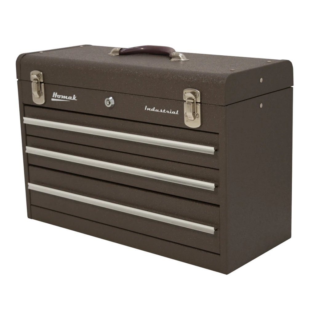 Homak 20-Inch 3-Drawer Friction Toolbox, Brown Wrinkle Powder Coat (BW00203200)
