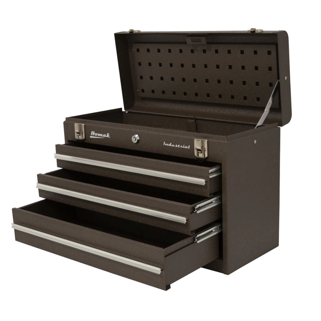 Homak 20-Inch 3-Drawer Friction Toolbox, Brown Wrinkle Powder Coat (BW00203200) — product image 2