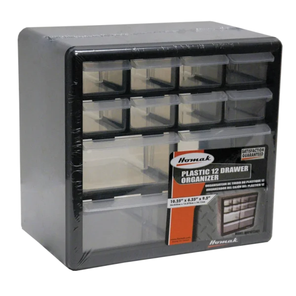 Homak 12 Drawer Parts Organizer, Black (HA01012001)