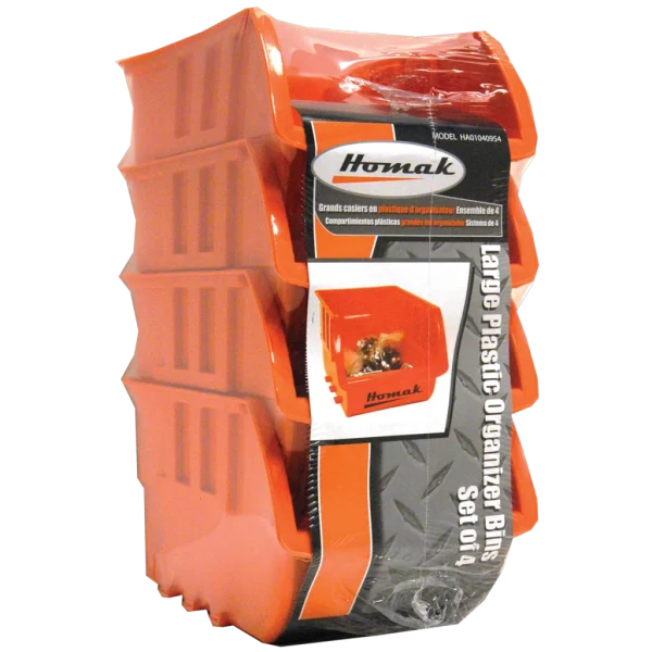 Homak Large Set of 4 Plastic Storage Bins (HA01040954)